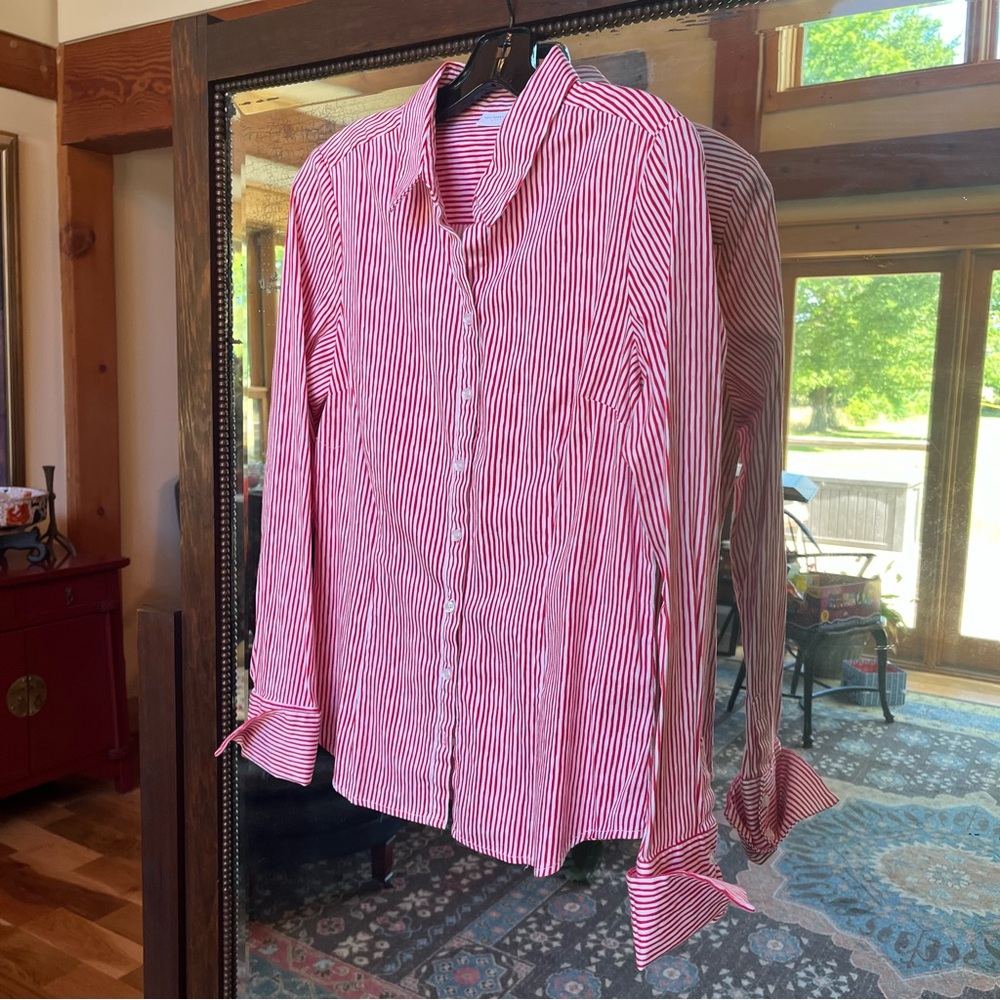 New York and Co. Red and White Button Down